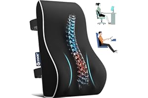 QUTOOL Lumbar Support Pillow for Office Chair Car Memory Foam Back Cushion Large Back Support Pillow for Computer, Gaming Chair, Recliner Double Adjustable Straps