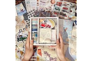 NOGAMOGA Retro-Scrapbook-Zubehör-Set, Journaling-Zubehör mit Reisemotiv, Junk Journaling Kit mit A6-Notizbuch, Washi Tape, Aufkleber, Scrapbook-Papier, Bastelgeschenk für Jugendliche und Erwachsene