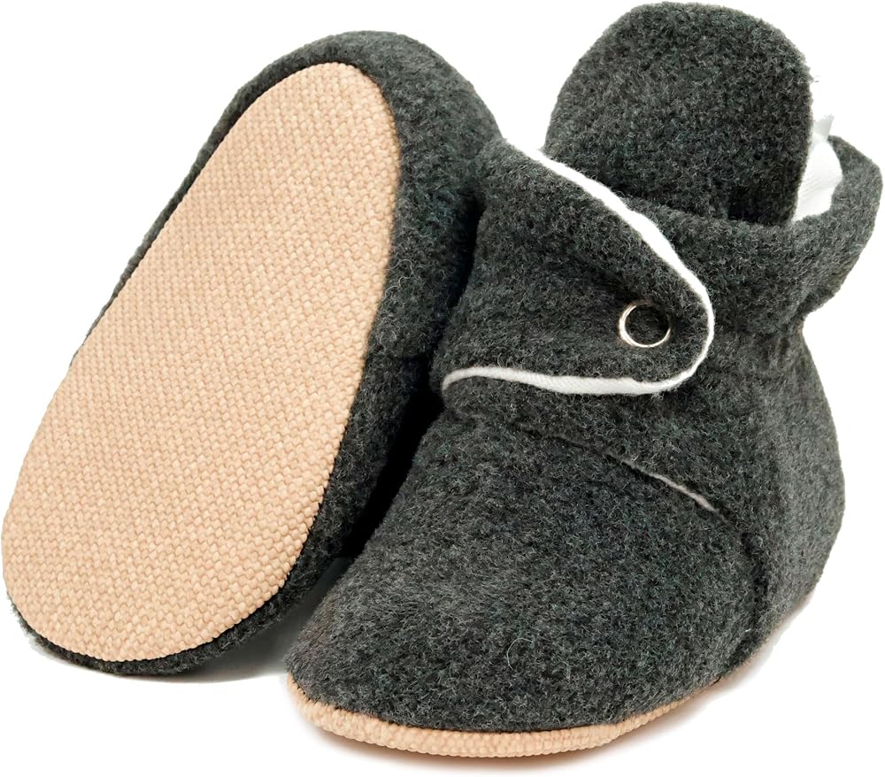 Ella Bonna Bebek Patiği Kaydırmaz Taban, Polar Bebek Panduf Organik Pamuk Astarlı, Pamuklu Yenidoğan Pandufu Ev Kreş Ayakkabı, Bebek Ayakkabısı, Bebek Peluş Ev Terliği Patik Basic