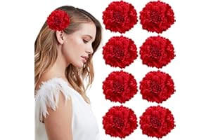 VEGCOO 8Pcs Clips de Pelo de Flor, Flor Flamenca Pelo para Mujer, Horquillas de Peonía y Rosa Adorno Pelo para Boda Fiesta (B)
