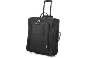 5 CITIES Aerolite 56x45x25cm easyJet Jet2 y British Airways Maleta Máxima de la Cabina de Equipaje de Mano con 2 Ruedas 56x45x25, 60L, Negro