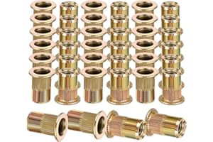 STYQUENZER 40 sztuk nakrętek nitonakrętowych, ze stali węglowej M6, metryczne nakrętki gwintowane, nakrętki tulejowe, nakrętki tulejowe, nitonakrętki, zestaw do płyt metalowych, rur itp. (złote)