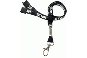 Customcard ltd Printed Staff Lanyard Black Staff Breakaway Lanyard Metal Dog Clip