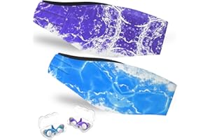 YUHENGLE Swimming Headband for Adults - 2 Pairs Waterproof Ear Plugs & Adjustable Swim Ear Band,Keep Water Out and Hold Earplugs in - Water Headband for Surfing, Diving, Pool, Showering, and Beach