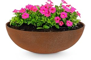 matches21 HOME & HOBBY Macetero para exterior en gris claro jaspeado, 30 x 9 cm, como cuenco para flores resistente a la intemperie