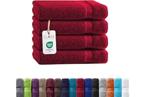 ‎CLASS HOME COLLECTION Class Home Collection Frottee Gästetücher 30x50 cm – 4er Set Gästetuch – Besonders weiche & saugfähige Gästetücher aus 100% Baumwolle mit Aufhänger – Rot