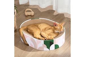 Conlun Drapak dla kota, 2 w 1 owalny karton, mata do drapania kota, tektura falista do salonu, łóżko dla kota, meble dla kotów na sofy (43x33x10cm)