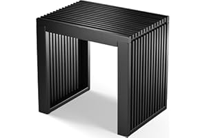 BAM BOO BOX Bambú Banco Negro - Robusto Banco Madera sin Respaldo para Pasillo, Baño, Cocina, Comedor o Dormitorio - pequeño Mueble Recibidor Entrada 45x33x43 cm - cargable hasta 250 kg