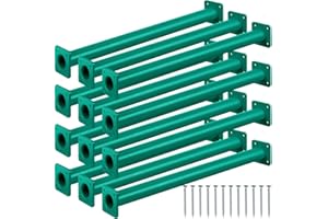 Dunzy 12 Pack Monkey Bars Swing Set Accessories Rods Playset Ladder Rungs Hardware Kit Steel Monkey Bar with Screws for Backyard Playground Equipment Mounting Plates(15-1/8 Inch,Green)