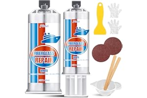 FUCHOI Kit Riparazione Vetroresina - Kit di Riparazione in Fibra di Vetro Marina 100 ml, per Barche, Moto d'Acqua, Yacht & Tavole da Surf, per fori, crepe e fessure profonde in Kayak e vetroresina