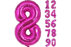 JARTTY Palloncino Numero 8 Fucsia Fuxia (102cm), Palloncini Compleanno 8 Anni, Numeri Gonfiabili Compleanno Grandi, Palloncino Numero Foil Gigante
