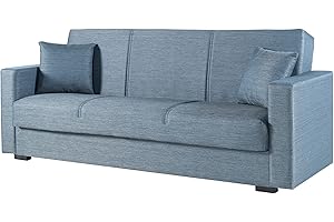 Arredo Stock Divano letto Afrodite, grigio blu, con cassettone contenitore 2 o 3 posti (3 posti)