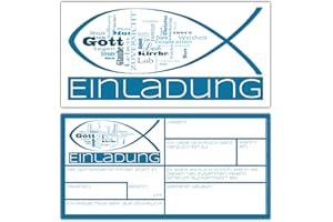 ‎BREITENWERK BREITENWERK 25 Einladungskarten zur Konfirmation Kommunion Taufe Firmung XL-Set CHRISTLICHE WORTWOLKE - edle Premium Einladungen zum Ausfüllen