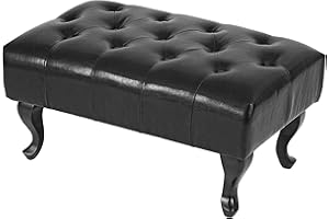 Mendler Chesterfield Ottoman Footrest Stool Faux Leather 39 x 77 x 47 cm Black