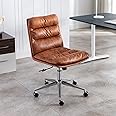 Wahson Leather Office Chair Swivel Desk Chair with Thick Cushion Armless Task Chair Height Adjustable for Home Office