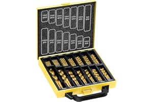 TOPEC 108 pc HSS-Titanium Drill Bit Set, Multi-Material Timber Metal Plastic Aluminium, 1.5-10 mm × 14 Sizes, Self-Centring 118° Tip, No Pilot Hole Needed, Metal Storage Case, DIY & Pro Use