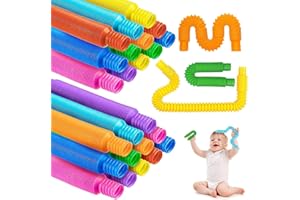 ABOVE ZERO 24 Piezas Mini Pop Tubos Sensorik Juguetes, Coloridos Tubo Elástico Juguete de Sensorial Pop Tubes para Aliviar el Estrés Fiesta Favores