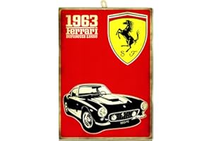 KUSTOM ART Cucuba Quadro Quadretto 17x24 Stile Vintage Ferrari 1963 da Collezione Stampa su Legno. Per Arredamento Ristorante Pizzeria Bar Hotel