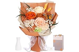 MAMAMIKO Ramo de Flores Preservadas con Mariposa – 3 Rosas y Flores a Domicilio, Rosas Eternas de Larga Duración, Ramo de Rosas Eternas para Madres, Esposa, Regalos de Cumpleaños para Mujer Compleanno