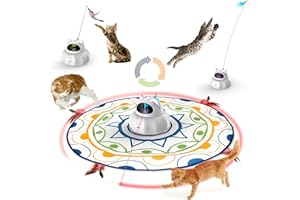 PUHOHUN Jouets pour Chats d'Intérieur - Jouets pour Chats Interactifs Silencieux Rechargeables | Jouet de Cache-Cache avec Souris et Oiseau pour Occuper Les Chatons | Jouet à Point Rouge pour Chats