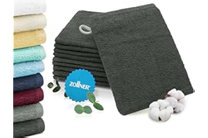 ZOLLNER 10 Manoplas de baño, Gris Oscuro, 100% algodón, 16x21 cm