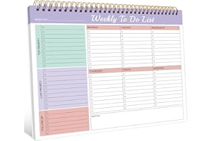 KMQOY Weekly Planner Pad - Spiral Weekly Planner Undated 52 Page To-Do List Pad, 8.5" x 11" Weekly Desk Task Planner for Work and Personal Organization-Purple