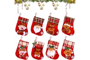 BUOAZR Calcetines Navidad Chimenea 8 Piezas, Mini Medias de Navidad, Medias Navidad Bolsa de Regalo, Calcetines para Botas de Papá Noel, Decoración Navideña para Chimenea/Escaleras/Árbol de Navidad