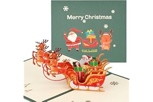YUMCUTE Biglietto Auguri Natale 3D Pop-up, Carta Regalo di Buon Natale, Cartolina di Auguri Natalizi Pop up, Biglietti Auguri per Feste Natalizie
