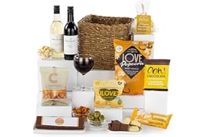 Virginia Hayward Hamper, Desert Island - Hampers & Gourmet Gifts - White and Red Wine, Tasty Snacks and Treats - Hamper Gifts for Women and Men, Great Presents for Anniversary, Retirement or Birthday