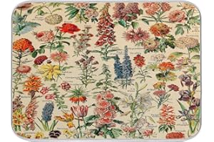 ODAWA Flowers Vintage Dish Drying Mat For Counter Dish Drying Mat Dish Racks For Counter With Drainage 18 x 24 Inch Can Folded
