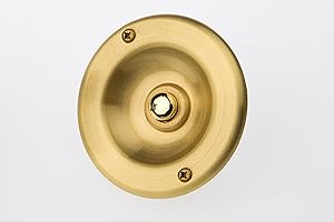 HUBER Unterputz Klingeltaster 1-fach aus Messing rund - Türklingelknopf - Haustürklingel Unterputz aus Messing - Klingelschalter, Klingel, gebürstet