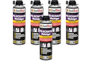 Isolbau PU-Schaum Reiniger - 5 x 500 ml Dose Schaumreiniger für PU-Schaumpistolen, Pistolenreiniger, Reinigungsmittel, Entfetter, Ventile & Oberflächen