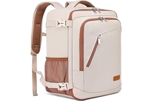 WENIG Sac 40x30x20 Bagage Cabine 40x30x20 pour Ryanair Sac à Dos Voyage Cabine Avion pour Wizzair 24L Sac à Dos Voyage Femme Bagage à Main avec USB Charging Port Beige-brun