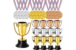 Swpeet guld silver brons 12 st 4,5 × 8,2 cm trofékopp och 12 st 3,48 × 15,7 tum prismedaljer med halsband, perfekt för lagprisutdelningar mästerskapsspel sporttävlingar