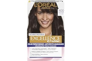 L'ORÉAL PARIS L'Oreal Paris Excellence Tinte Permanente, Tono 400 Castaño Profundo, 1 Unidad (Paquete de 1)