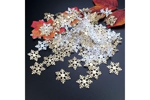 Fiocchi di Neve Coriandoli, Azexcy 600 Pz Christmas Fiocchi di Neve Tavolo Coriandoli Decorazioni Natale Tavola Decorazioni per Feste di Natale, Oro