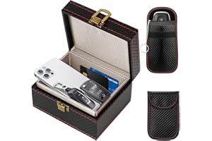 Holtrae Boîte Anti RFID & Lot de 2 Signal Blocage Faraday Pochette Sac,Protecteur Antivol pour Porte-Clés,Anti-Hacking Protection Contre Le Vol,pour Les Clés de Voiture Carte de Crédit,115 x 92 x 65mm