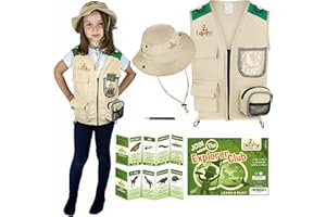 Cheerful Children Toys Kids Explorer Costume Kit including Safari Vest and hat plus Dinosaur and Bug Educational Handbooks. For Dress up, Outdoor Adventures and Role play. Suitable for 3-7 year olds.…