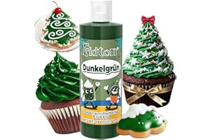 ‎FIDTON Lebensmittelfarbe Flüssig 160 ml - Fidton Große Kapazität Hochkonzentrierte Food Coloring für Tortendekoration, Flüssige Lebensmittelfarbe für Fondant, Makronen, Donut, Muffins - Dunkelgrün