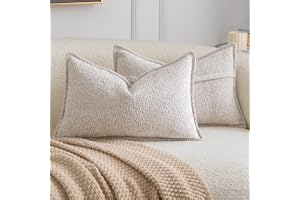 Madizz 2 stycken dekorativa örngott i boho-stil av mjuk chenille enfärgad med struktur, för soffa sovrum och vardagsrum, 30 x