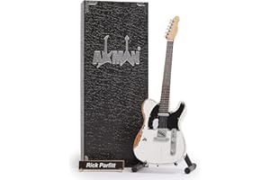 AXMAN Miniaturgitarrennachbildung Rick Parfitt, abgenutzter Look, weiß – Mini-Modell, Rock-Kuriositäten, Nachbildung, Miniatur-Gitarre aus Holz