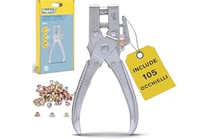Rapid RP05 Pinza per Occhielli con Perforatore Integrato e 105 Occhielli da 4 mm per Pelle, Tela, Scarpe, Costruzione in Metallo Resistente (5001723)