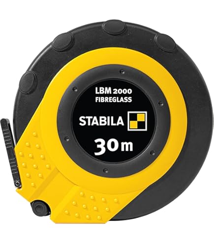 Richter Stalen Meetlint 13mm - 50m Wit Gelakt met Lichtmetalen Frame - cm Schaalverdeling - Professioneel Bouwlint - Meetbegin B - Set Inclusief DEWEPRO® Duimstok 2m