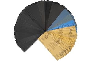 HOSUNI 70 Sheets Sandpaper 120 to 3000 Grits, 9x3.6 Inch Wet and Dry Sandpaper for Cars Polishing Metals Walls Wood Furniture Sanding