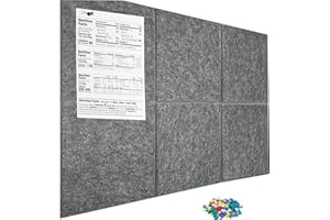 OURSOUION Large Cork Board Alternative,Felt Bulletin Board with Removable Adhesive Tabs,Pin Board Wall Tiles Notice Boards with Pins for Office,Home,Cork Boards for Photos Memos Dark Gray 6Pack