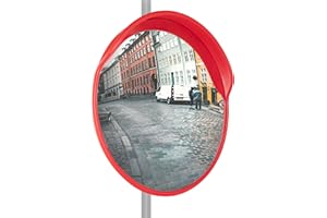 Stagecaptain MC-60 Mirrcon Espejo de Tráfico - espejo convexo de 60 cm - campo de visión de 130° - 2 soportes para montaje en pared y tubo - para interior y exterior - rojo