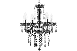 BELIANI Lámpara araña de luces de 4 brazos de metal negro con cristales en estilo glamour Kalang