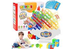 HZMJDHZM 64pcs Jeu d'empilage en Tetris, Tetris Tower Jouet d'Équilibre, Blocs Construction Russes Tetra Tower Blocs Empilables, Jouet d'Empilage Éducatifs Interactive pour Enfant (64)