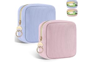 PLAYEXEN Neceser Compresas 2 Bolso de Almacenamiento para Compresas Algodon Tampones Bolsa Menstrual con Cremallera de Servilletas Sanitarias Bolsas Portátil para Mujers Regalo Adolescentes Niña(Rosa&Azul)