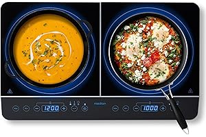 MEDION Plaque de cuisson double à induction (3500 Watt, Deux plaques de cuisson electrique, 2 feux, 10 niveaux de température, portable, écran LED, MD15324) noir